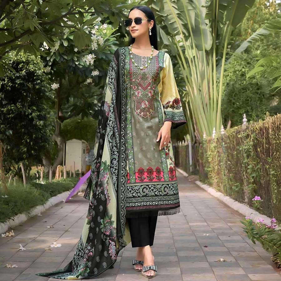 Green  Cambric Casual Wear Salwar Kameez