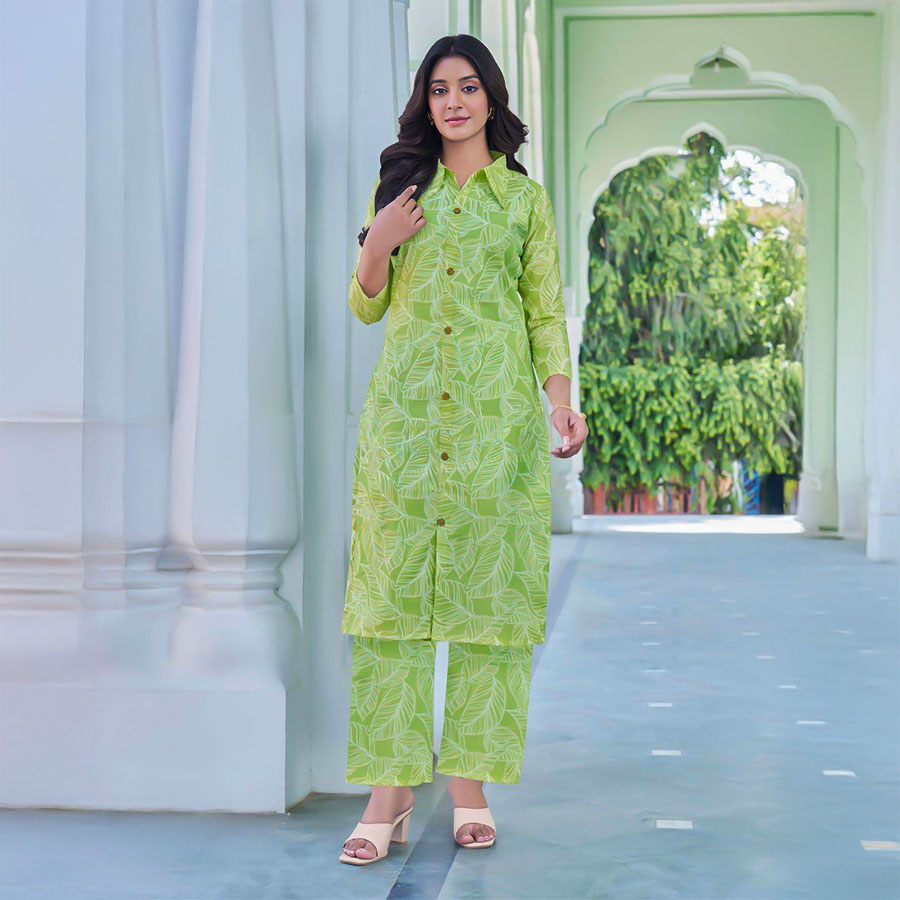 Green  Chanderi Casual Wear Kurti