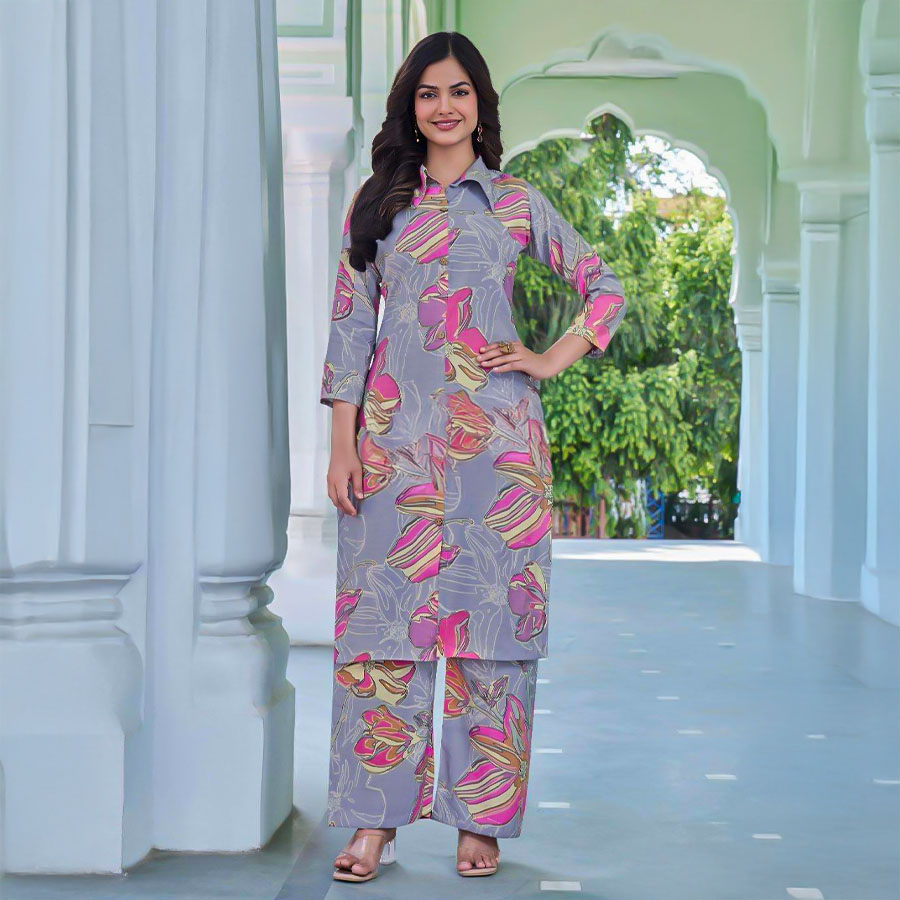 Purple  Chanderi Casual Wear Kurti