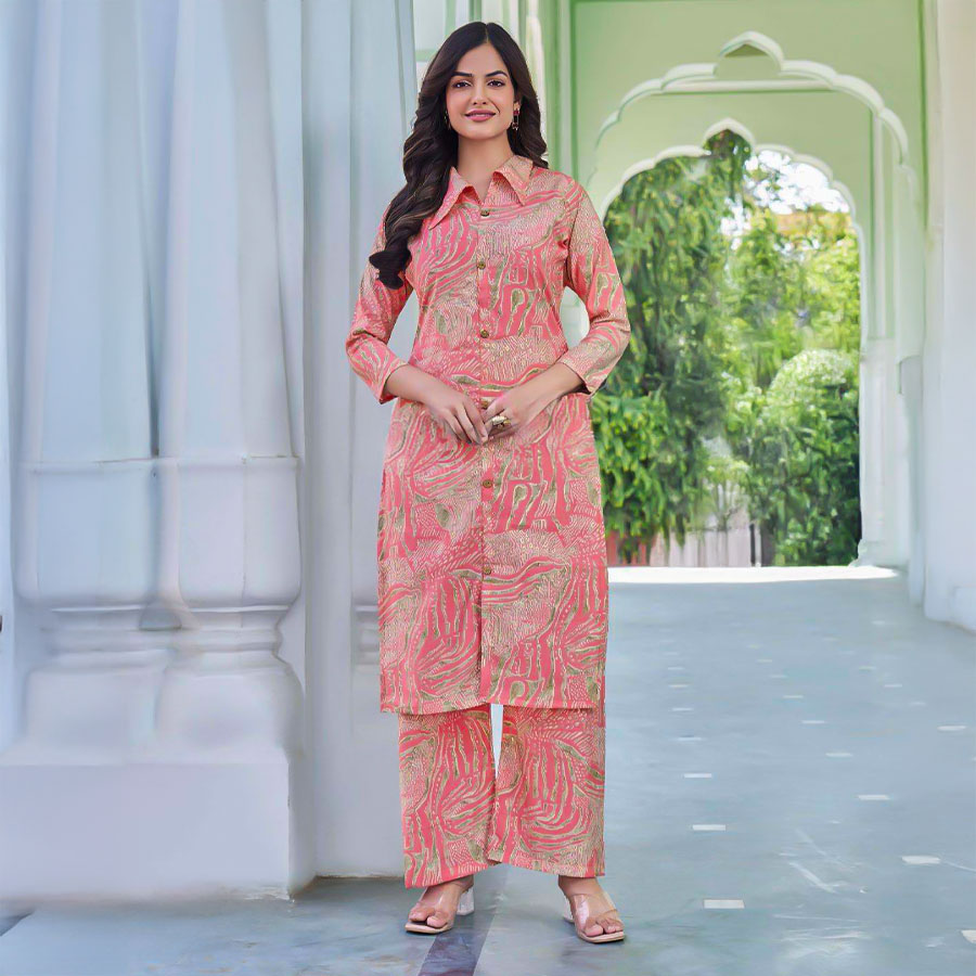 Orange  Chanderi Casual Wear Kurti