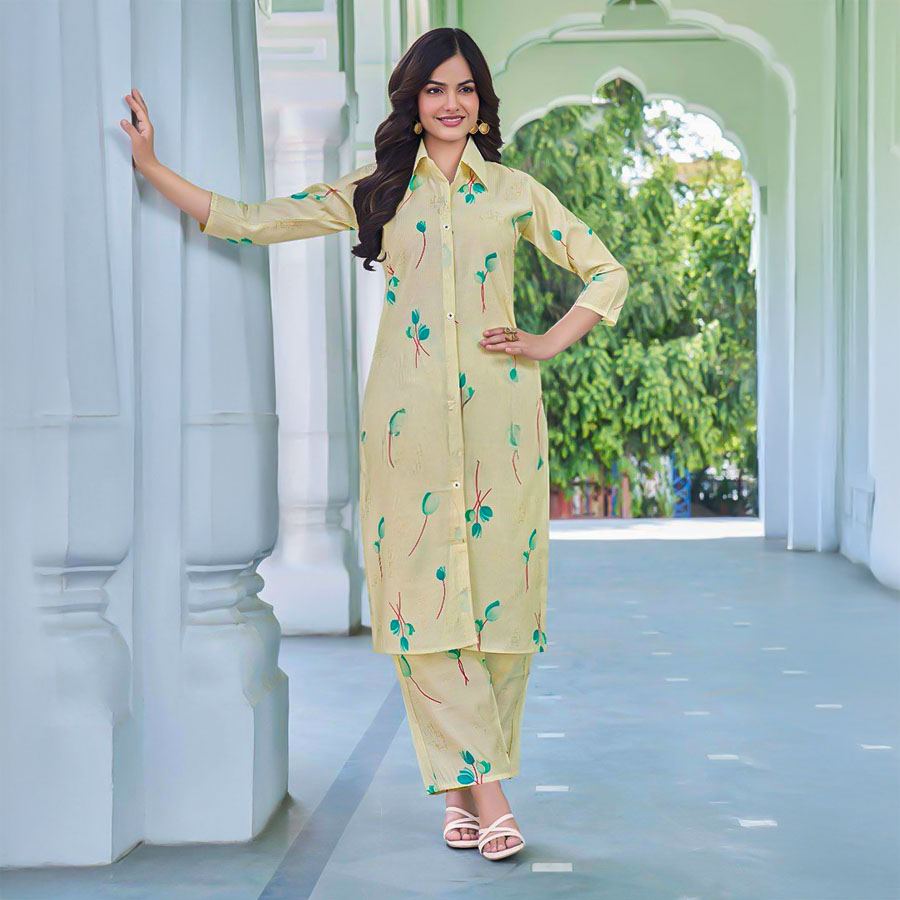 Green  Chanderi Casual Wear Kurti