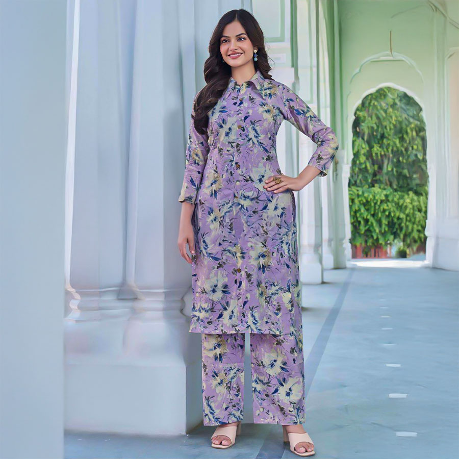 Purple  Chanderi Casual Wear Kurti