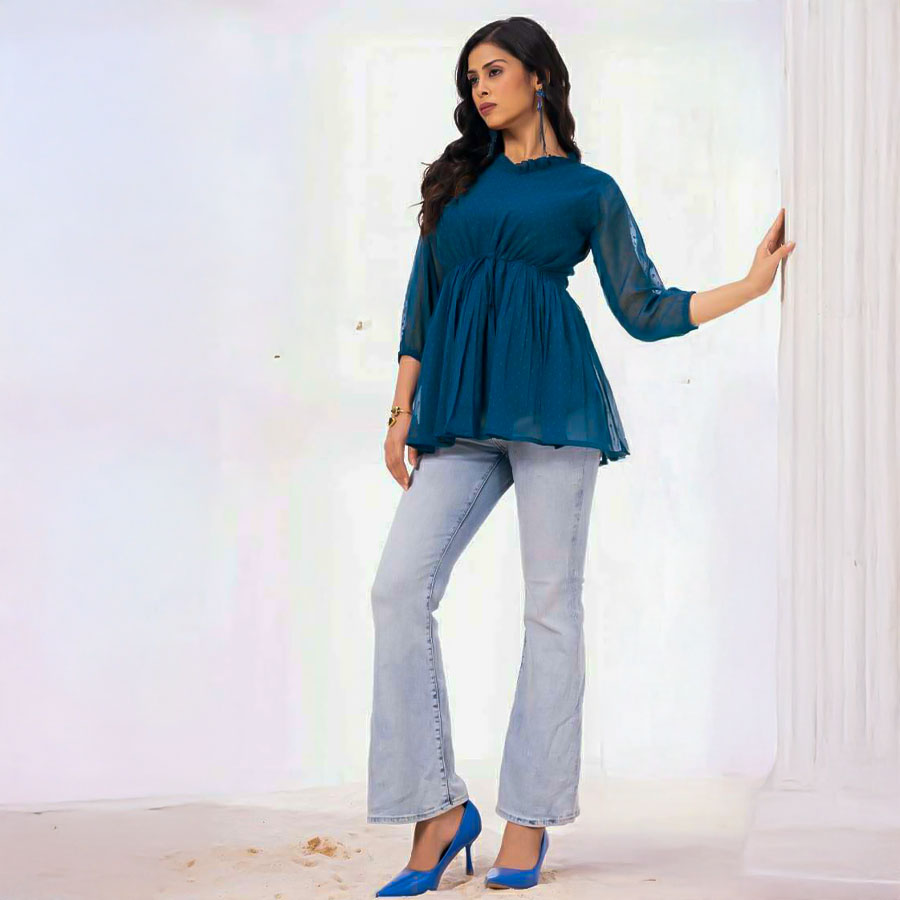 Blue  Georgette Casual Wear Kurti
