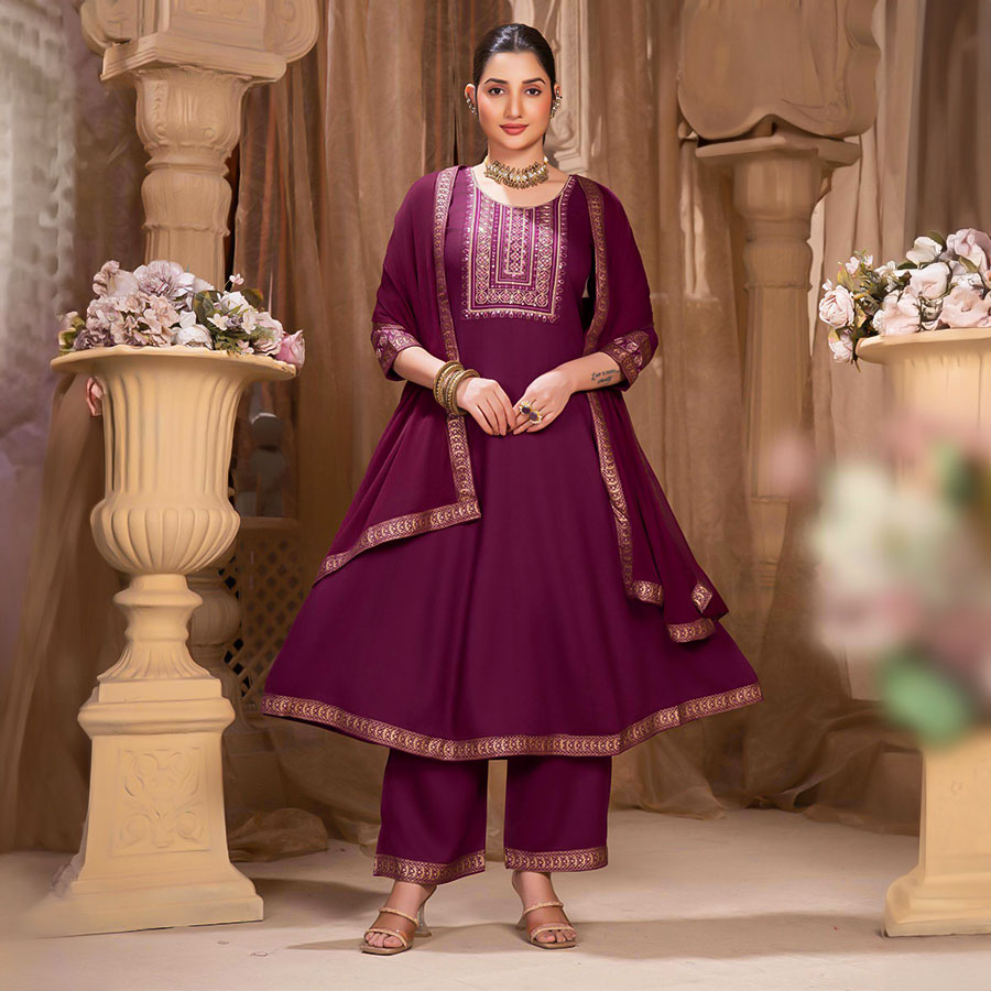 Violet  Rayon Casual Wear Salwar Kameez