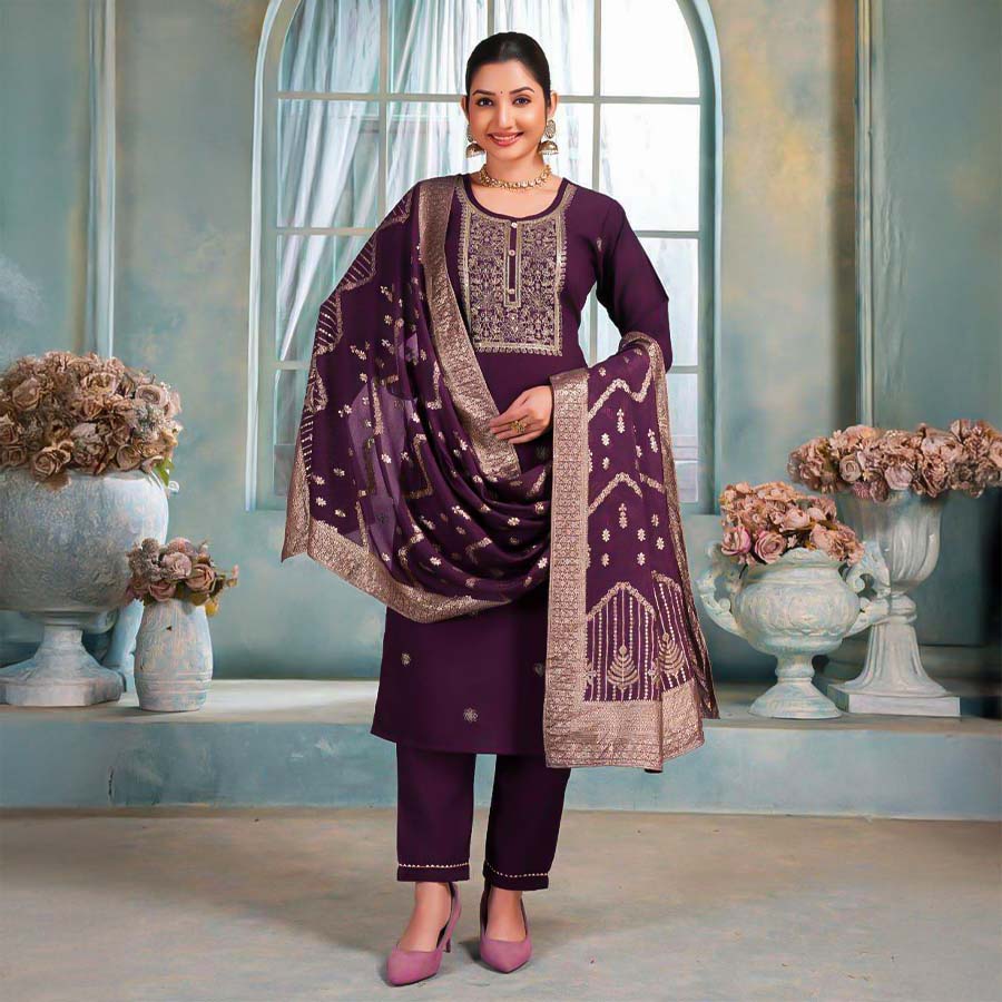 Purple  Vertican  Casual Wear Salwar Kameez