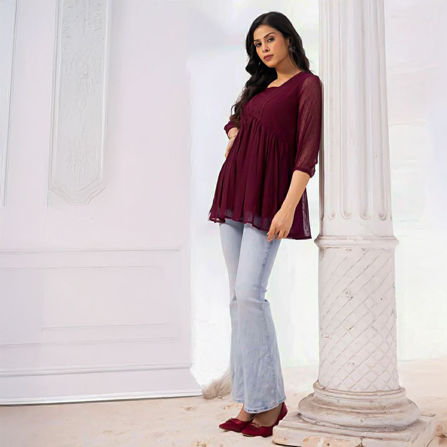 Red  Georgette Casual Wear Kurti
