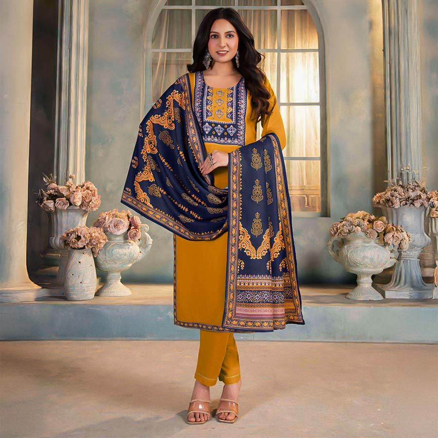 Yellow  Rayon Casual Wear Salwar Kameez
