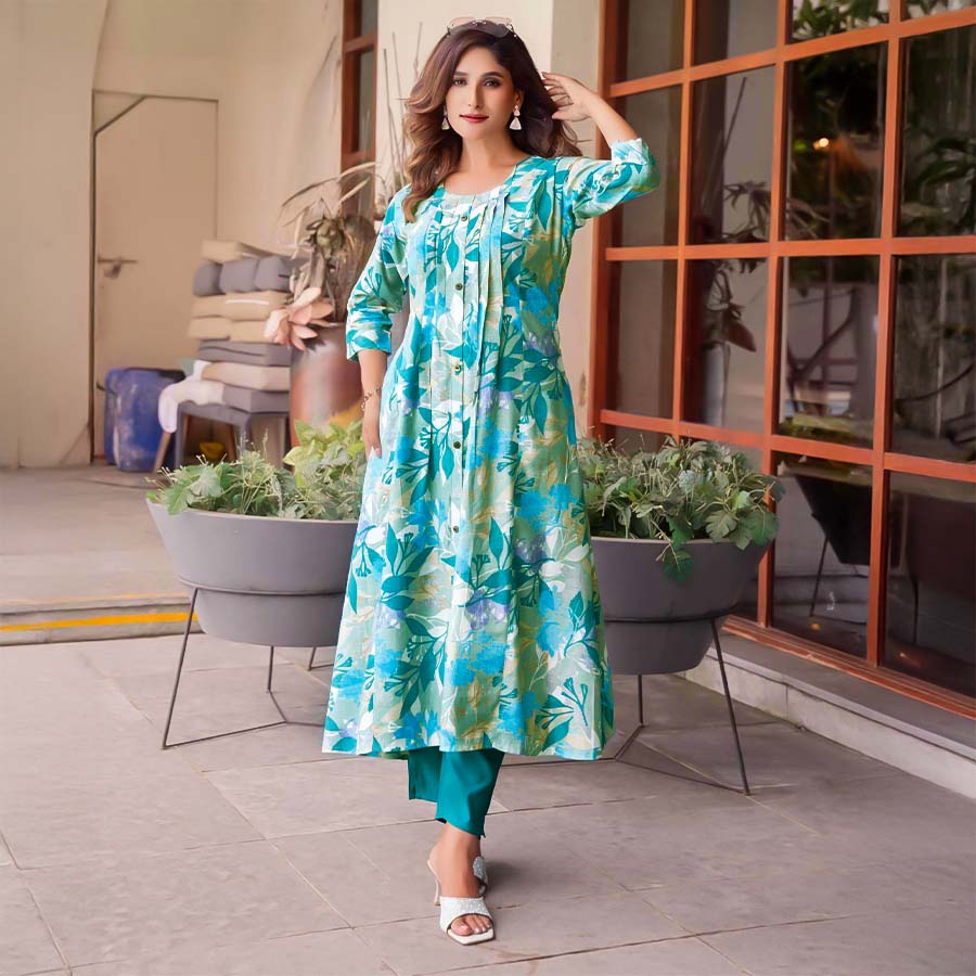 Blue Vertican Casual Wear Kurti