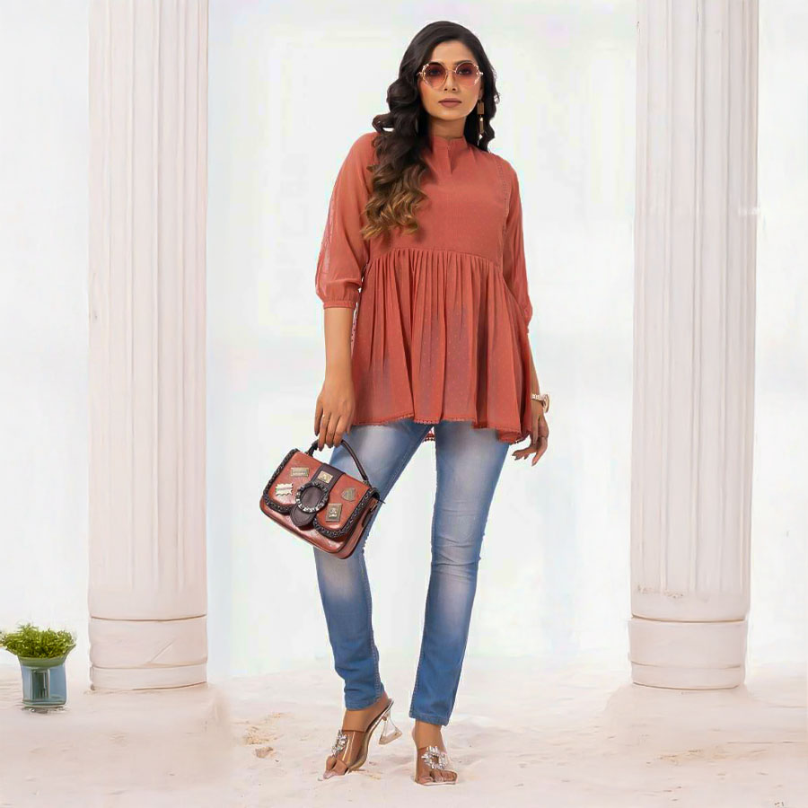 Orange  Georgette Casual Wear Kurti