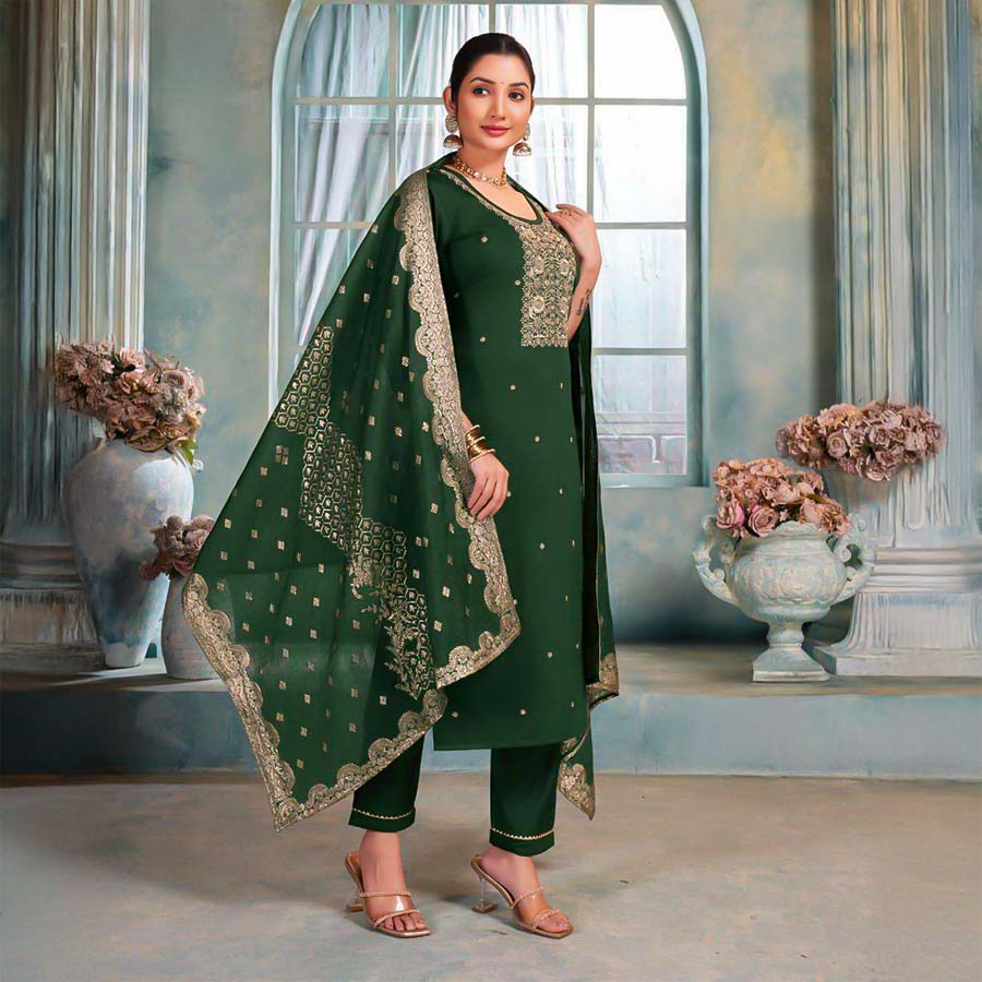 Green  Vertican  Casual Wear Salwar Kameez
