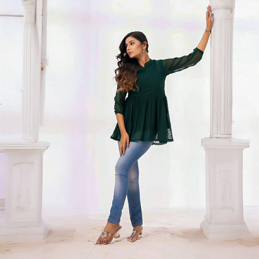 Green  Georgette Casual Wear Kurti