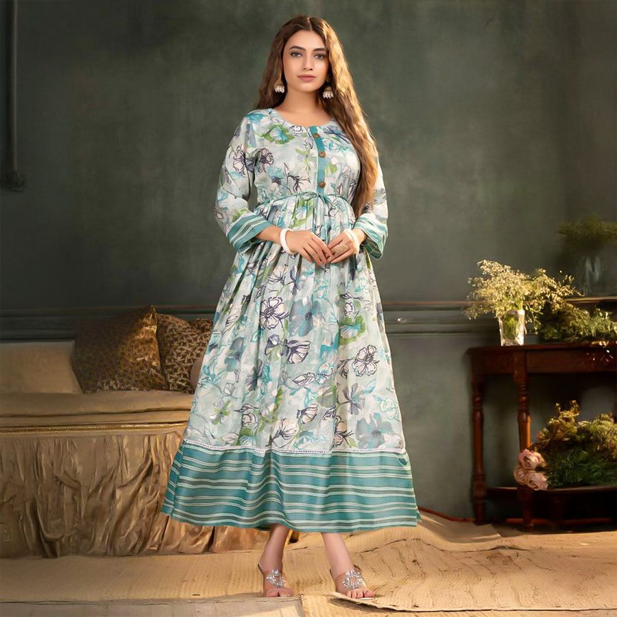 Blue  Capsule Print Casual Wear Kurti