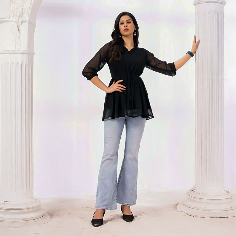 Black  Georgette Casual Wear Kurti