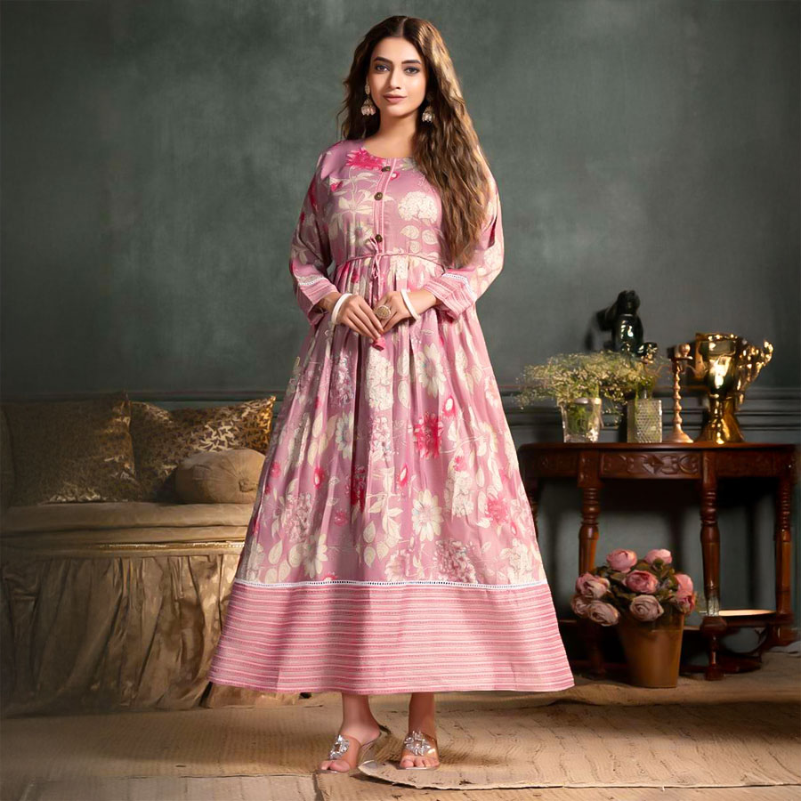 Pink  Capsule Print Casual Wear Kurti