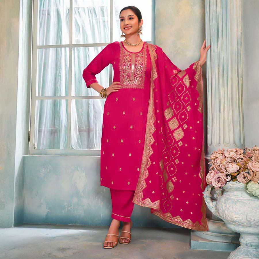 Red  Vertican  Casual Wear Salwar Kameez
