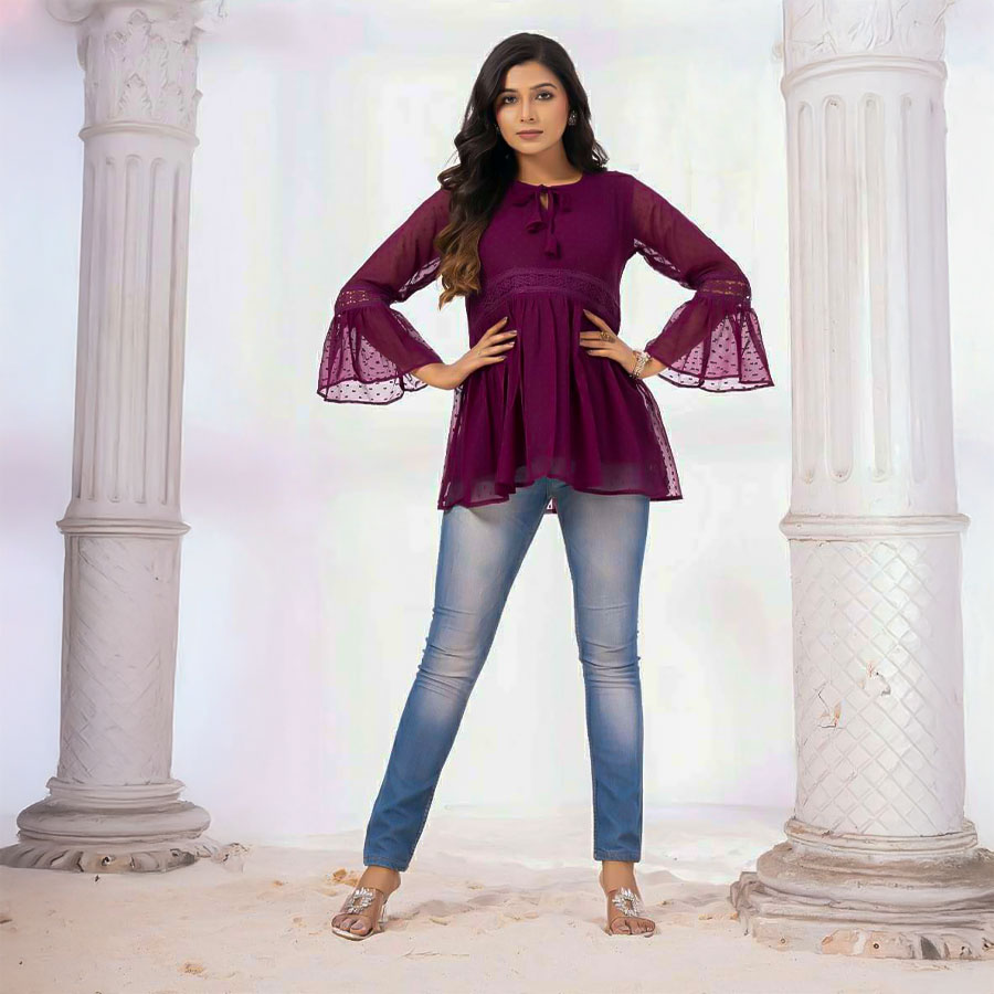 Magenta  Georgette Casual Wear Kurti