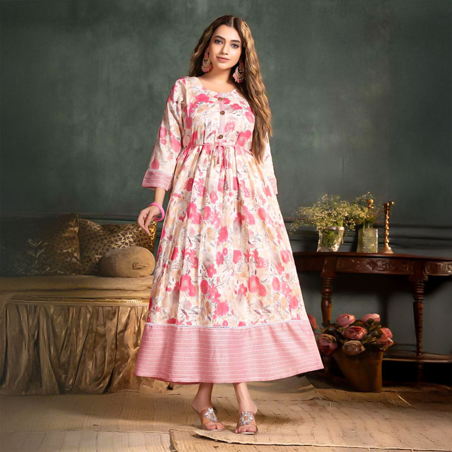 Pink  Capsule Print Casual Wear Kurti