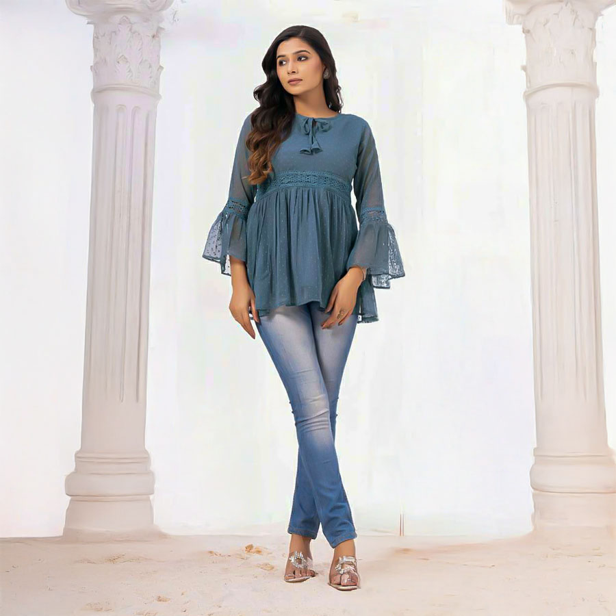 Blue Georgette Casual Wear Kurti