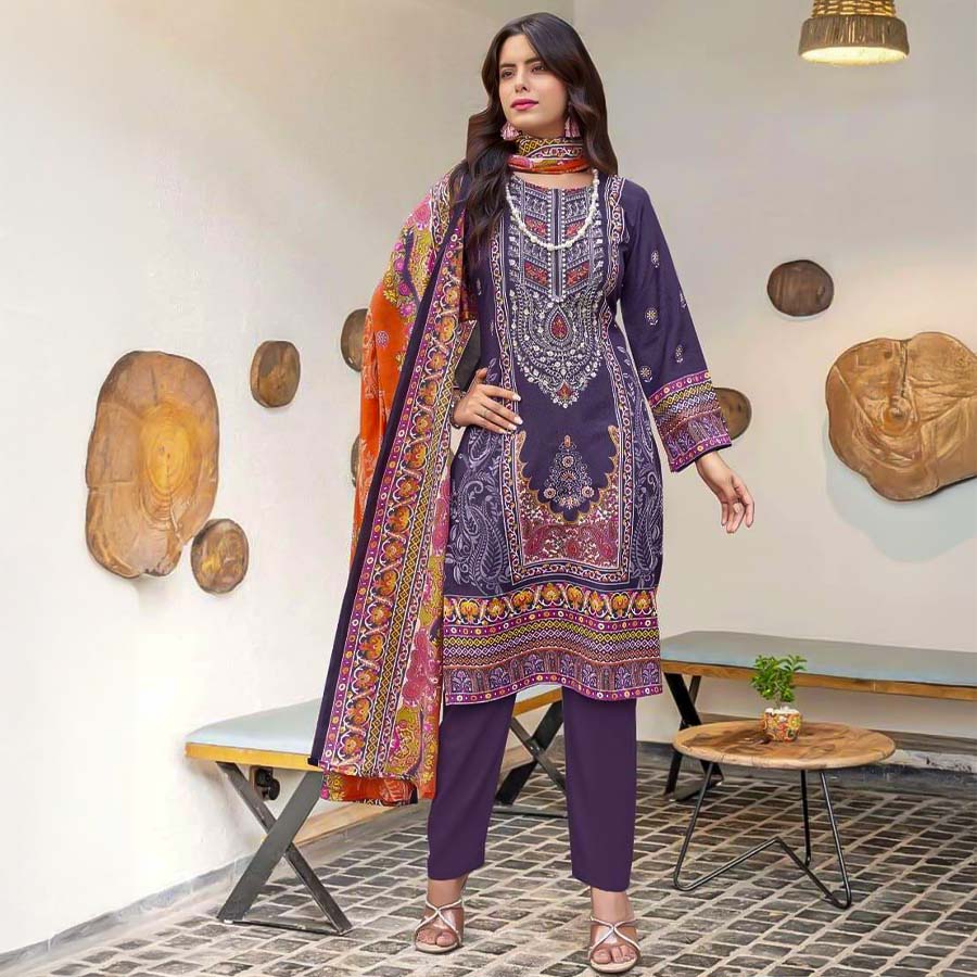 Purple Fancy Casual Wear Salwar Kameez