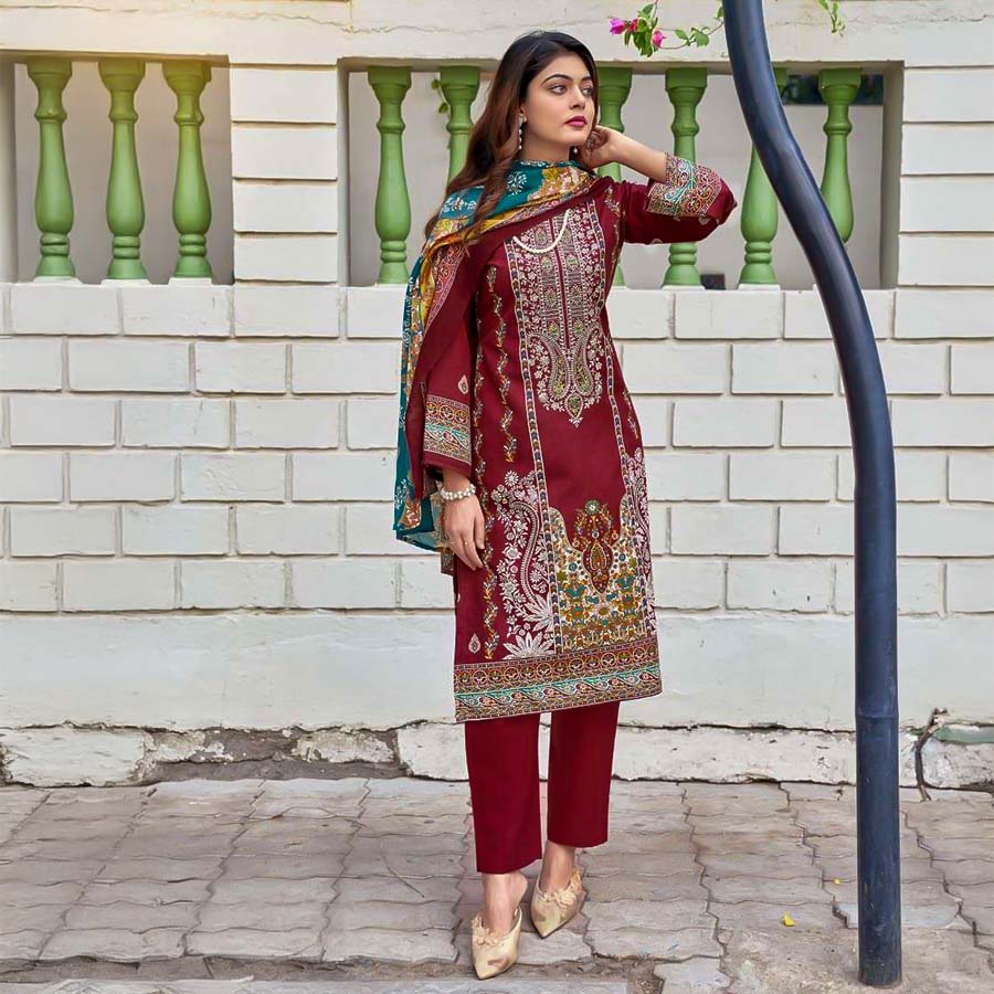Red  Fancy Casual Wear Salwar Kameez