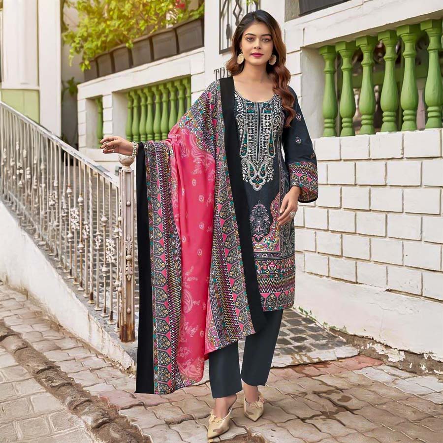 Grey Fancy Casual Wear Salwar Kameez