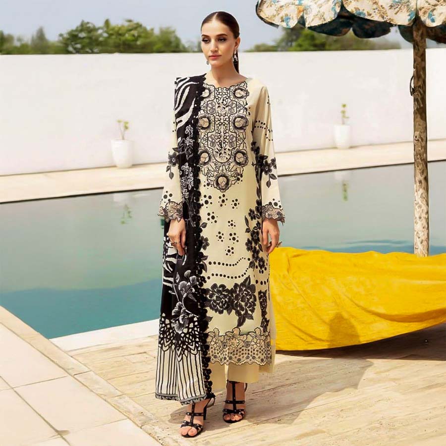 White  Cotton Printed Salwar Kameez