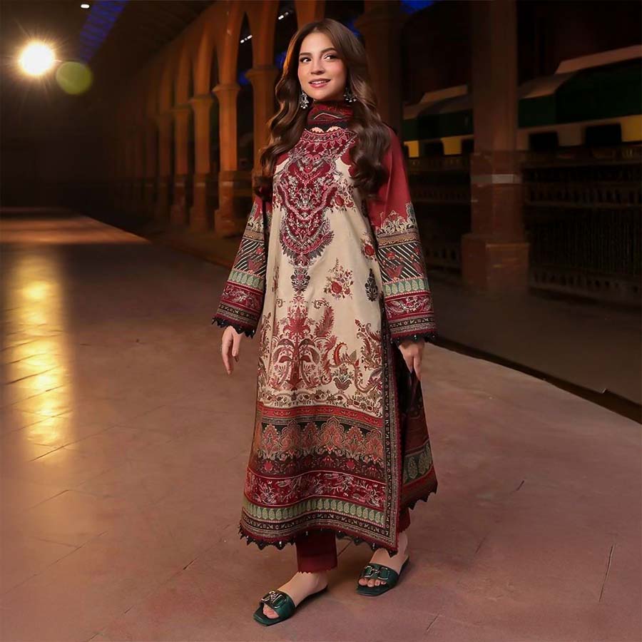 Red  Cotton Printed Salwar Kameez