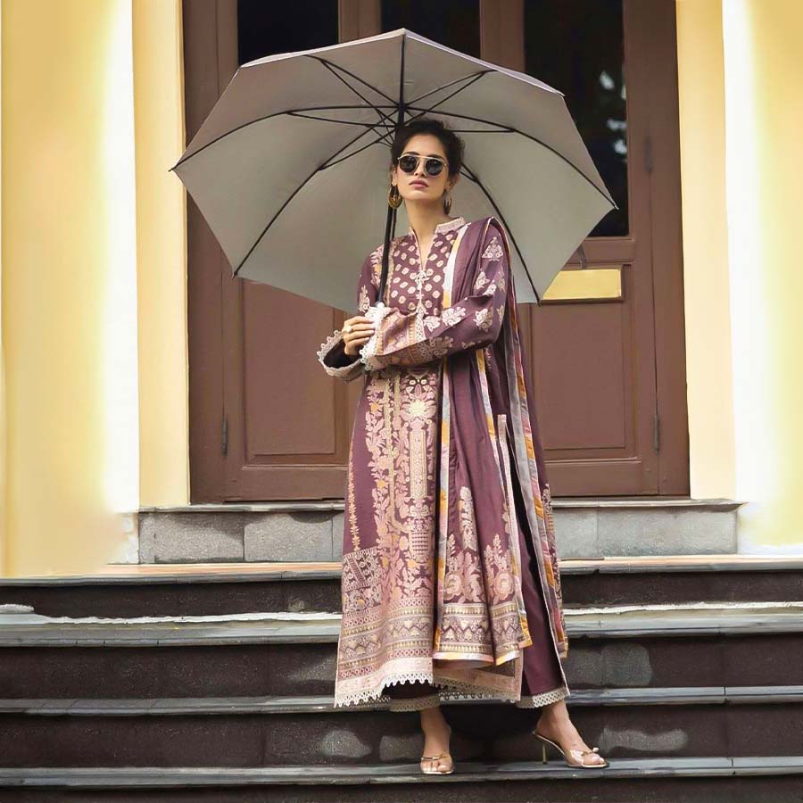 Brown  Lawn Cotton Casual Wear Salwar Kameez