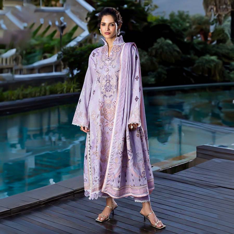 Purple Lawn Cotton Casual Wear Salwar Kameez
