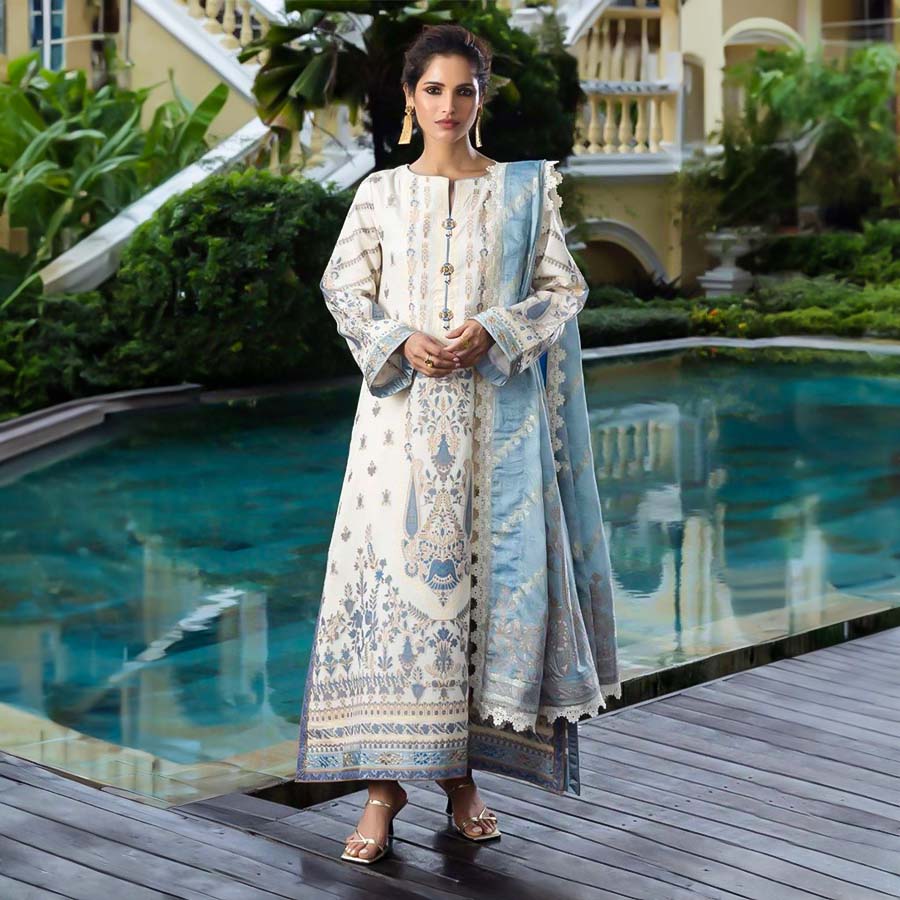 White  Lawn Cotton Casual Wear Salwar Kameez