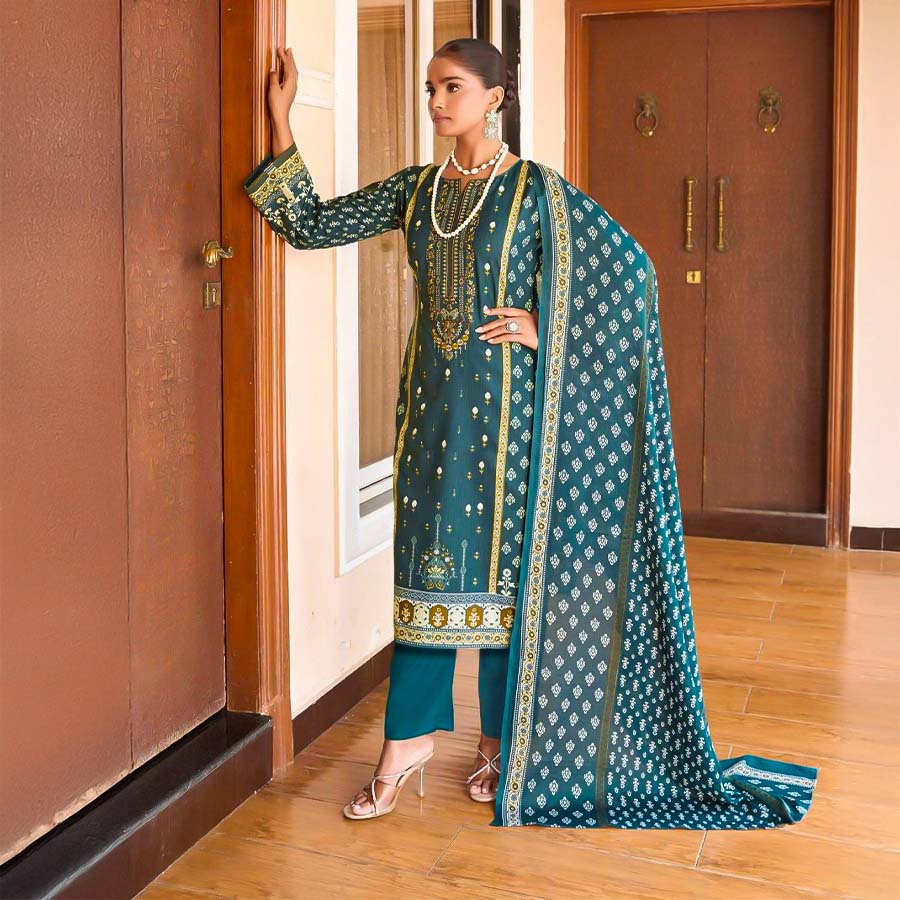 Green  Cotton Casual Wear Salwar Kameez