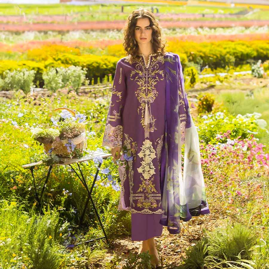 Purple Cotton Printed Salwar Kameez
