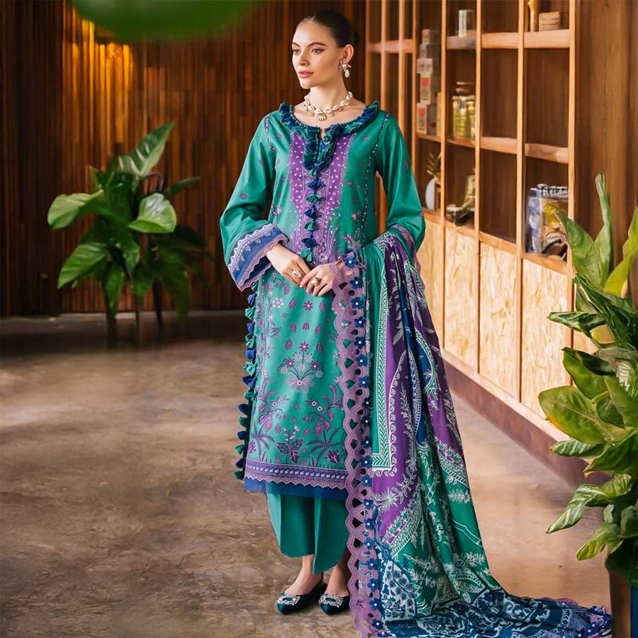Green  Cotton Printed Salwar Kameez
