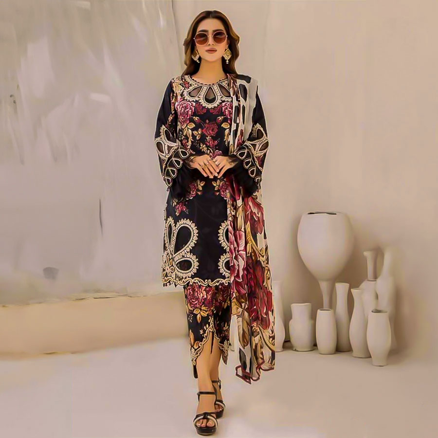 Black  Cotton Printed Salwar Kameez