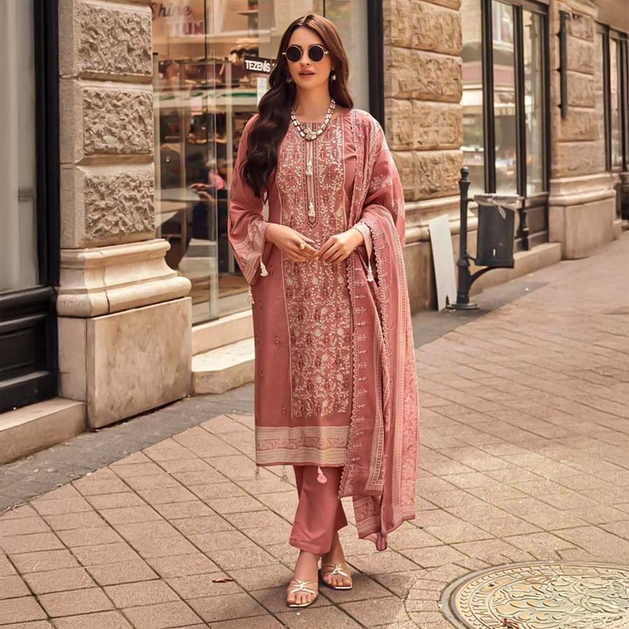 Pink  Cotton Casual Wear Salwar Kameez