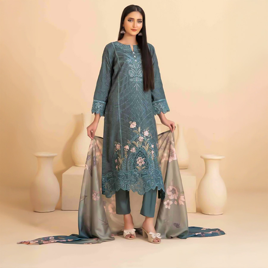 Blue  Cotton Casual Wear Salwar Kameez