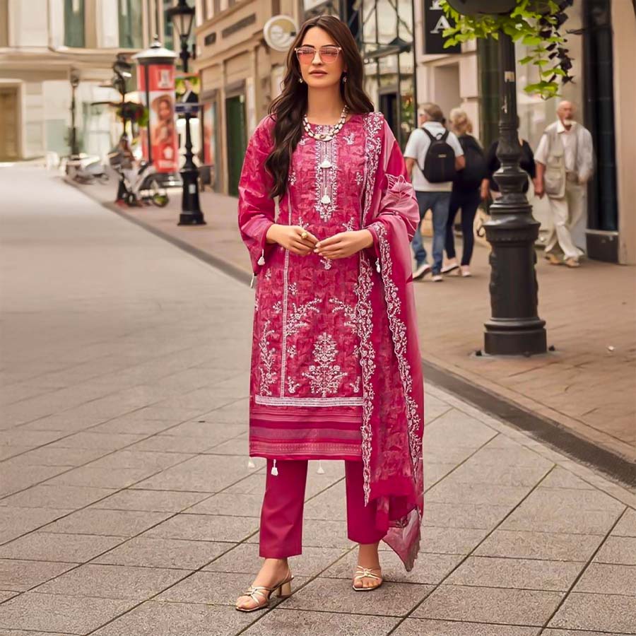 Magenta  Cotton Casual Wear Salwar Kameez