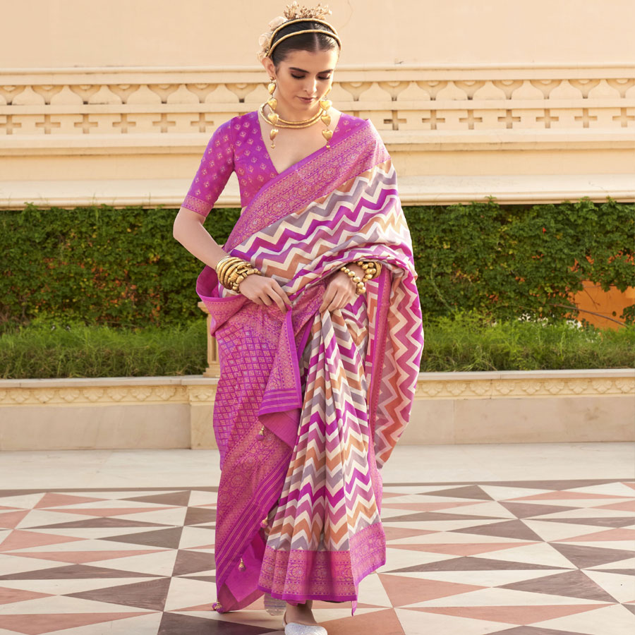 Pink Silk Designer Saree