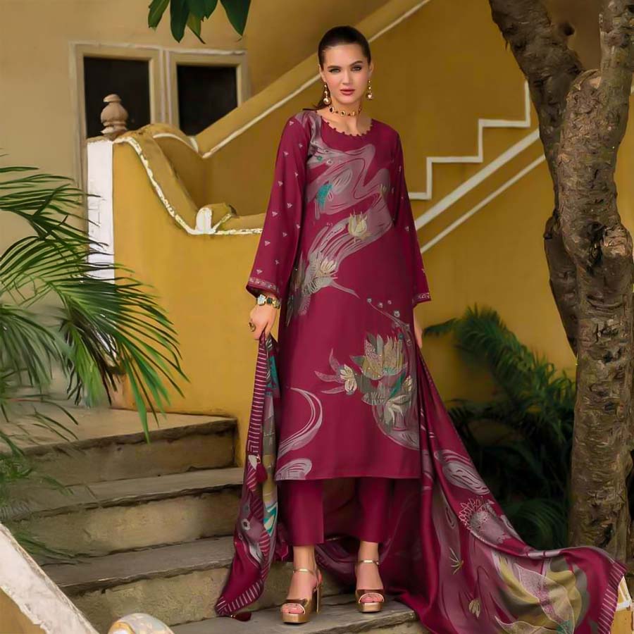 Red  Viscose Modal Casual Wear Salwar Kameez