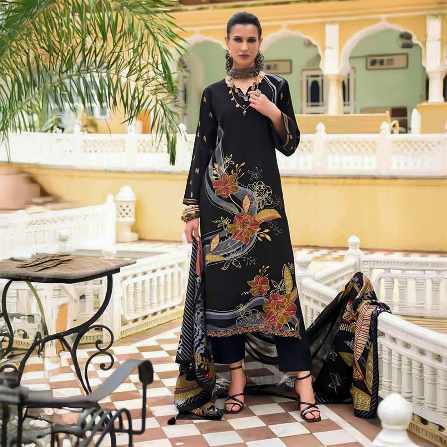 Black Viscose Modal Casual Wear Salwar Kameez