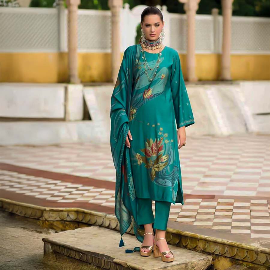 Green  Viscose Modal Casual Wear Salwar Kameez