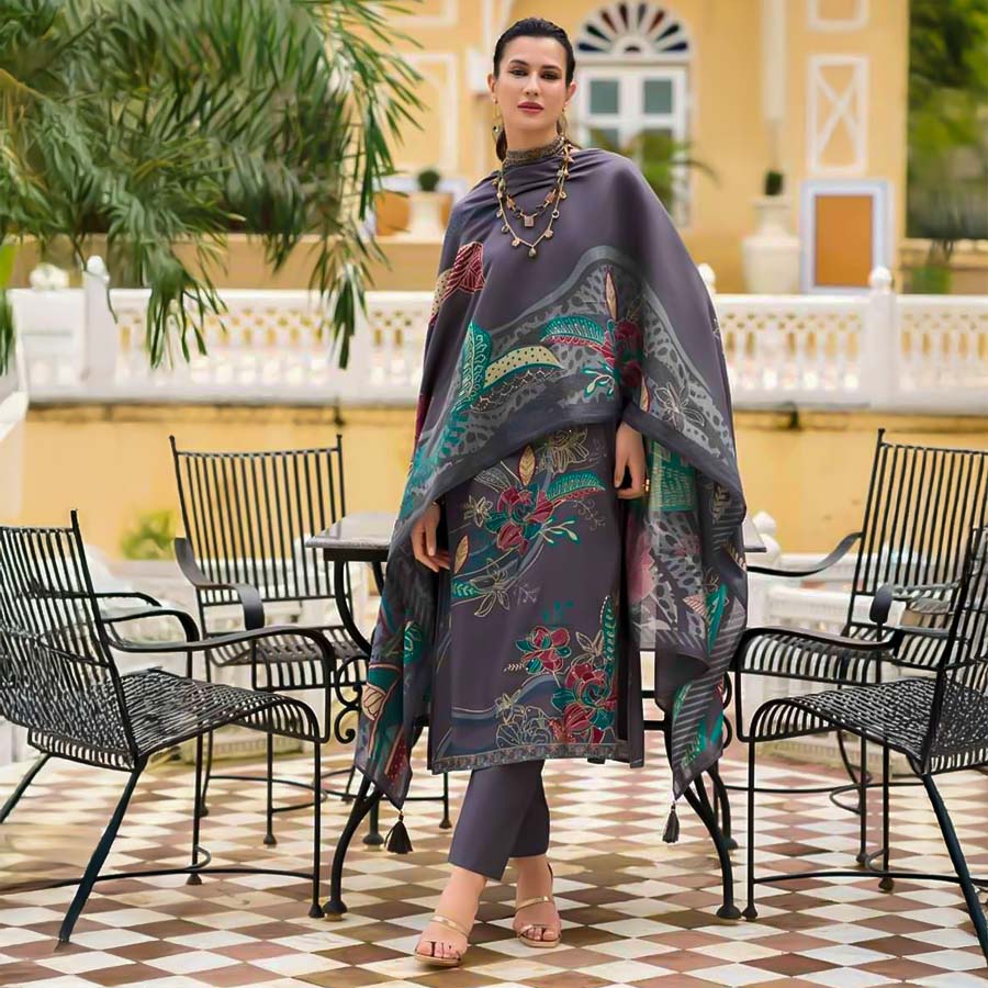 Grey Viscose Modal Casual Wear Salwar Kameez