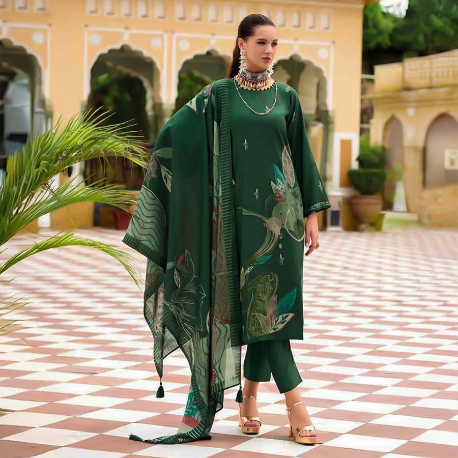 Green  Viscose Modal Casual Wear Salwar Kameez