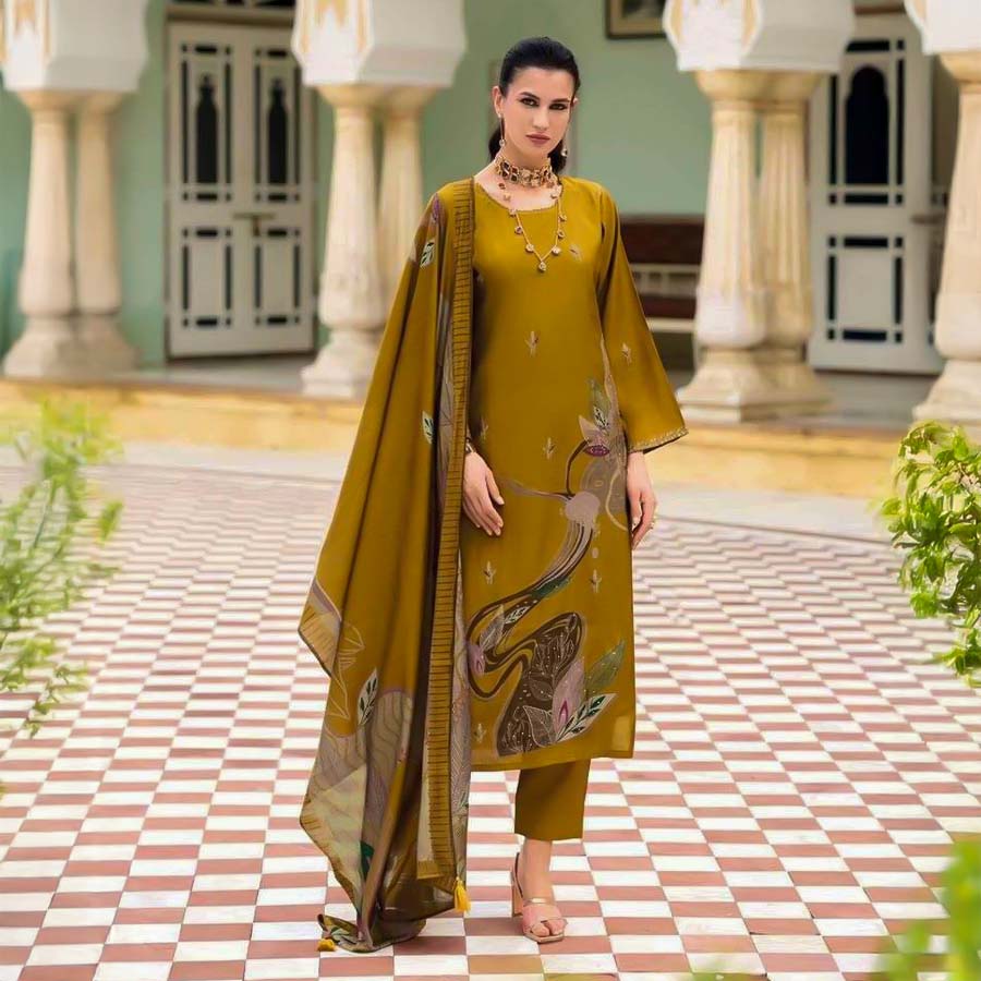 Yellow Viscose Modal Casual Wear Salwar Kameez
