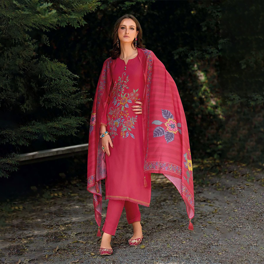 Red Cotton Printed Salwaar Kameez