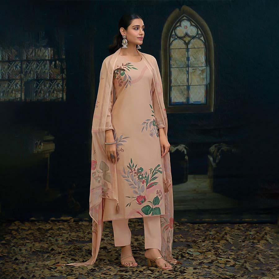 Salmon Lawn Cotton Casual Wear Salwar Kameez