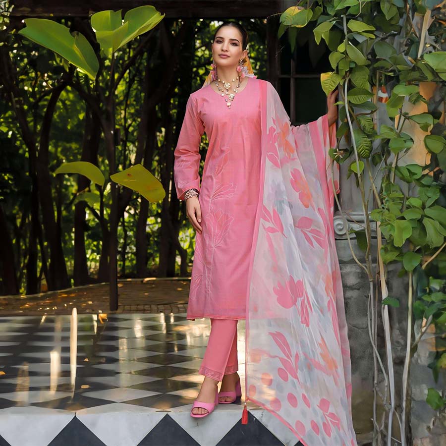 Pink Lawn Cotton Casual Wear Salwar Kameez