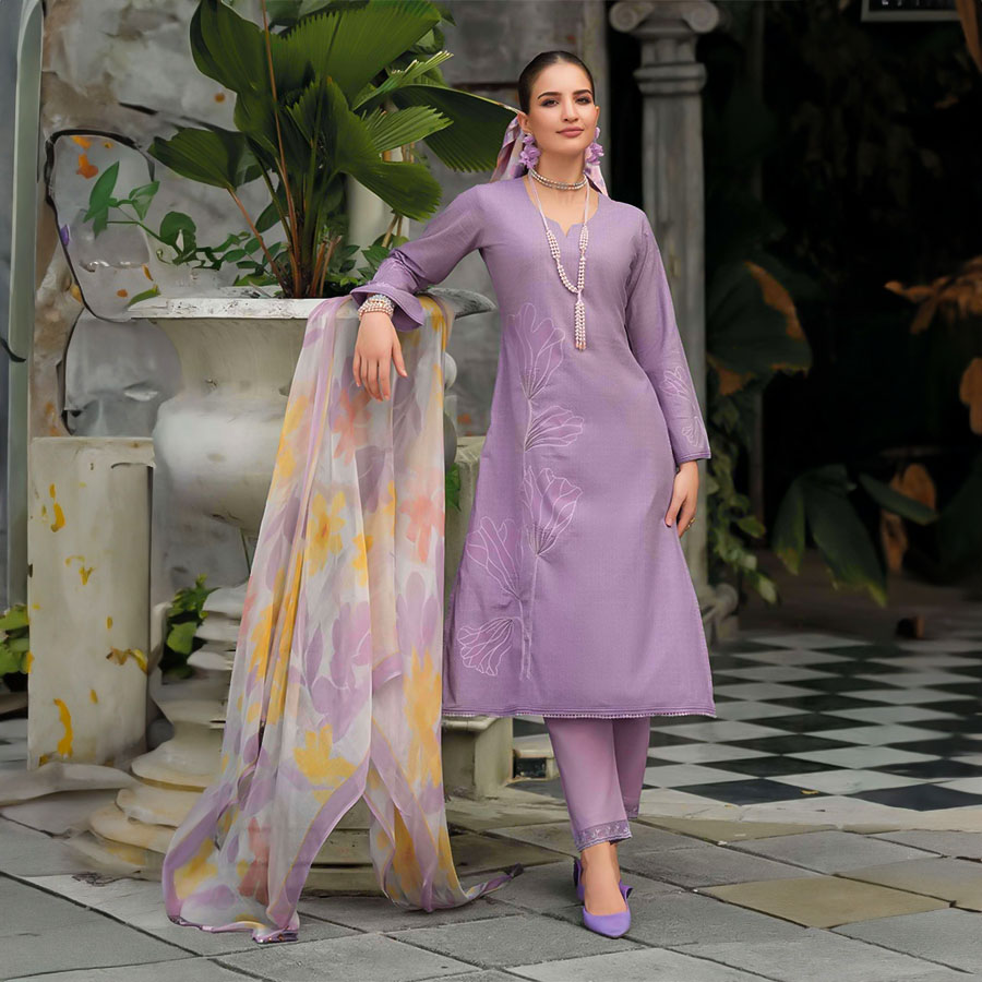 Purple Lawn Cotton Casual Wear Salwar Kameez
