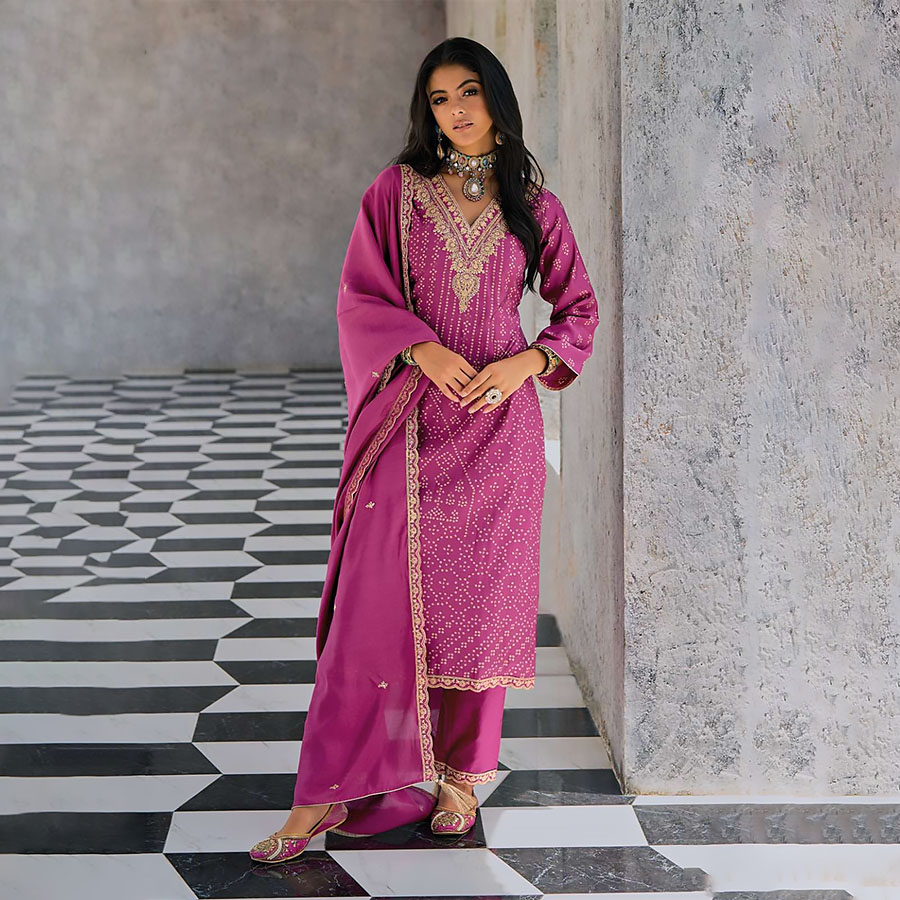 Pink Viscose Casual Suit