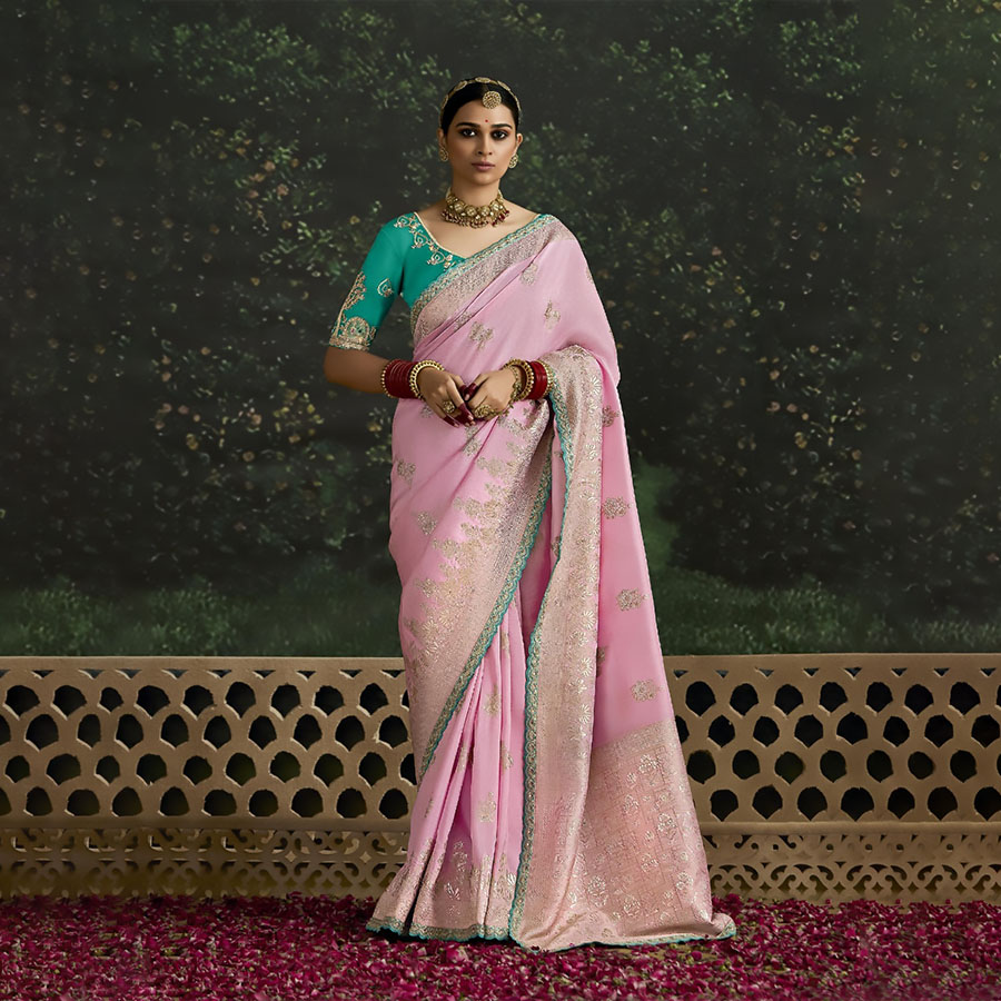 Pink Silk Designer Saree